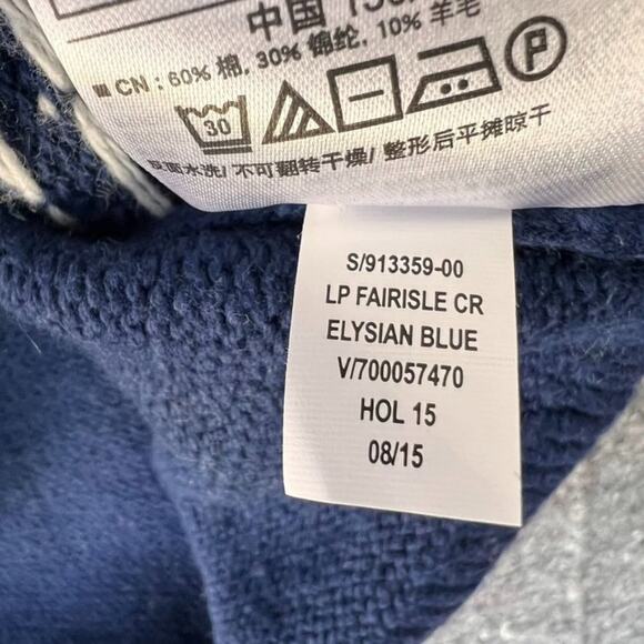 GAP Sweater Unisex Kids XL Wool Blend Fairisle Elysian Blue Multicolor Holiday - Picture 4 of 7